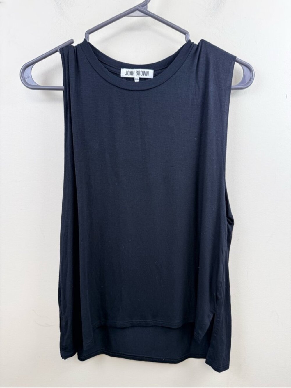 Joah brown black sleeveless top small medium Euc